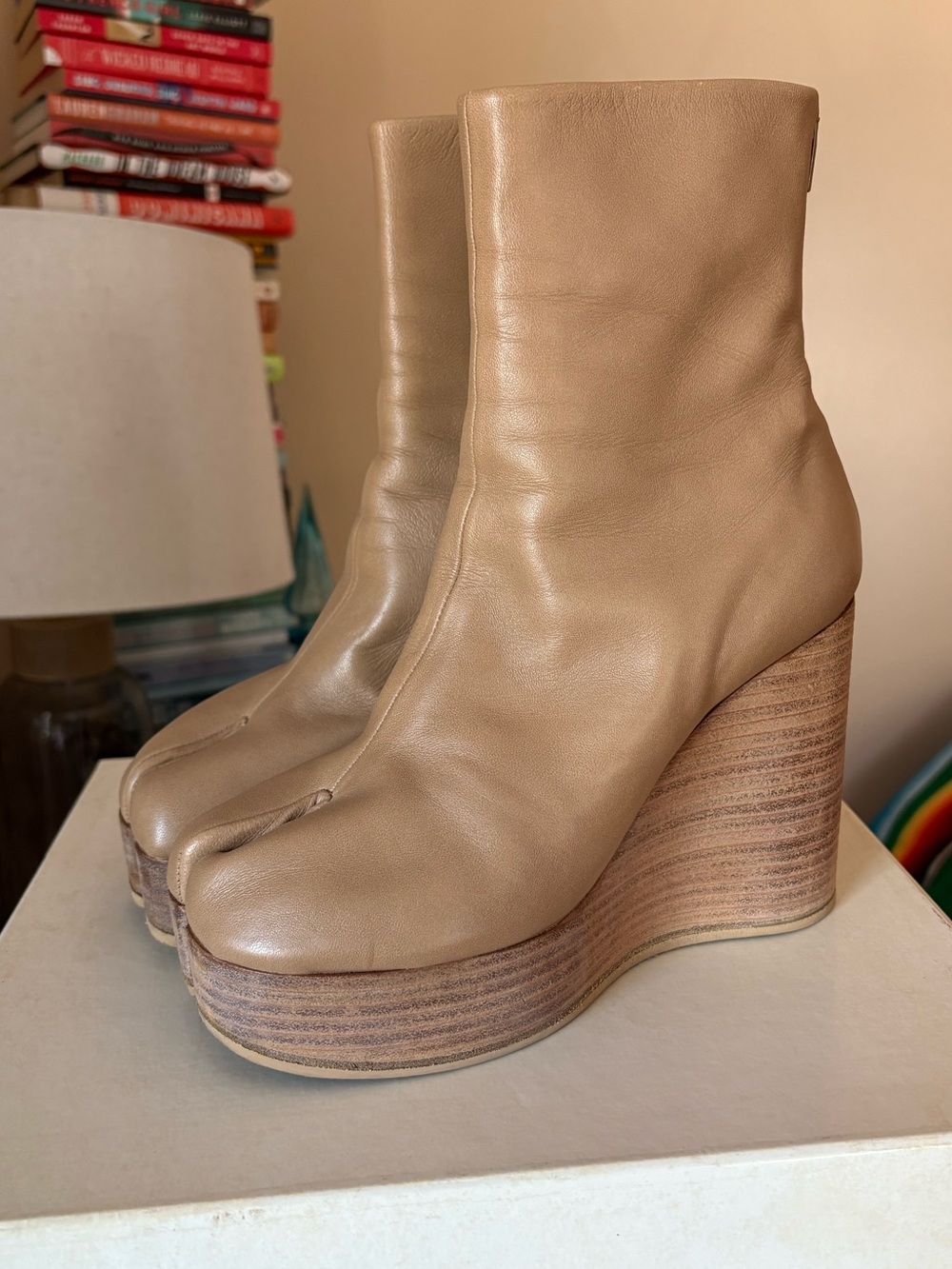 Rare Margiela tabi platform wedge heel boots